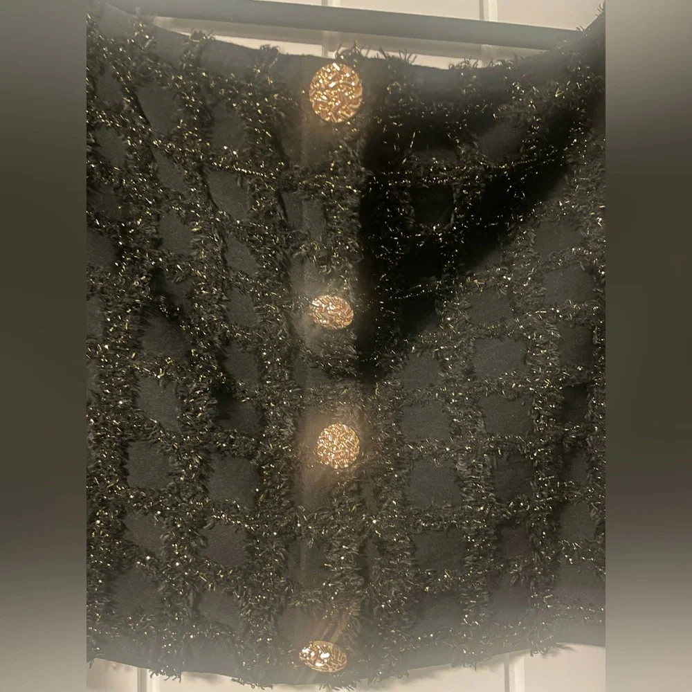 Cider crop tweed off shoulder top - Picture 2 of 2